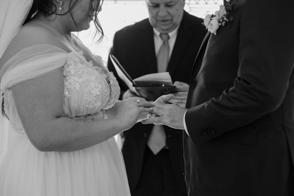 Exchanging rings elopement ceremony