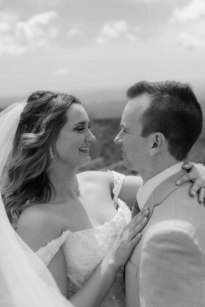 Black and white elopement portrait