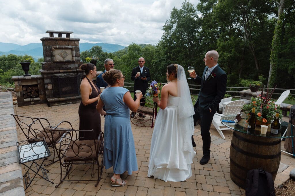 Elopement champagne toast